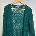 Maurice's Women’s Pointelle Open Stitch Cardigan Emerald Green Photo 3