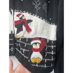 White Stag  Women's Vintage Knit Cardigan‎ Winter Penguin Snowflakes Black Sz Med Photo 4