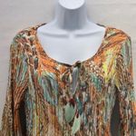Melissa Paige Boho Tunic Top Large Feather Festival Hipster Hippie Summer Concert Tie Front Photo 1