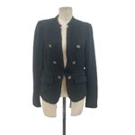 Free People Jagger Blazer Black Military Button Front Cotton Size Medium Photo 2