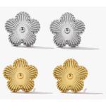 Boutique NEW Floral Etched Stud Earrings PVD Gold Plated 316L Statement Jewelry, 14.7 Photo 8
