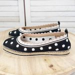 Kate Spade Knottingham Polka Dot Knit Scalloped Espadrille Flats Black White 7 Photo 2