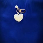 Pearl Heart Keychain with Gold Accents White Photo 3