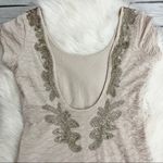Free People  Tan / Cream Embellished Low Back Dress Photo 4