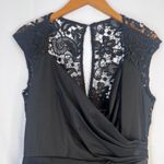 Marina Black Faux Wrap Front Lace Back Side Bow Cocktail Formal Dress Size 10 Photo 2