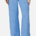 Lilly Pulitzer Deri Linen High rise Straight Leg Chambray Pants Blue Medium Photo 0