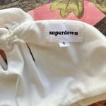 superdown revolve white one shoulder lace up tie crop top Photo 4