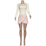 Danielle Guizio GUIZIO Gemma Cable Knit Wool-Blend Wrap Mini Skirt, Pink, XS Photo 13