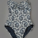 Loft  Beach One Piece Swimsuit‎ Blue White Floral Padded Halter Neck Size 4 Photo 0