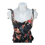 Lulus | Tier to Stay Black Floral Print Tiered Tie-Strap Midi Dress size M New Photo 6