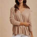 In Loom Women's Tan Henley Photo 1