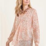 Chico's NWT Flounce Front Paisley Top Blouse 0P US S Peach Floral Feminine Boho Photo 0