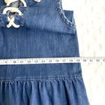 Aerie  Blue Chambray Lace-up Rope Ruffle Raw Hem Sleeveless Nautical Mini Dress S Photo 10