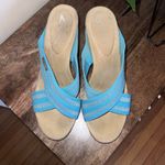 Anne Klein  Sport Aklorri Cork‎ Heel Wedge Women's Shoe Size 11M. Wide Strap Blue Photo 7