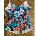 Island Escape Sail Away Gemini Underwire Tankini Top Size 6 Multicolor Blue Photo 9