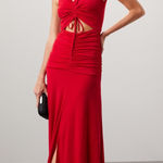 Zac Posen  Red Ruched Dress Gown Photo 0