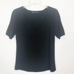 Women's Scoop Neck Short Sleeve Black Top S Photo 0