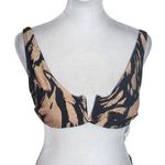 Cupshe Black and Tan print Bikini Top with V-Wire NWT Size Medium Photo 0