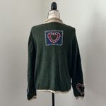 Christopher & Banks Vtg Hand-Embroidered Heart – Forest Green Folk Art SweaterXL Photo 1