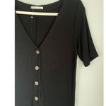 Reformation  Jeans Black Camille Ribbed Knit M Tencel Modal Jumpsuit Romper Comfy Photo 3
