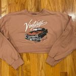 Forever 21 Cropped Tan Vintage Car Sweater Photo 0