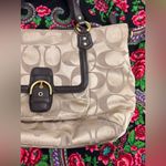 Coach Campbell Signature Handbag Large Brown Tan Sateen Purse Tote Career Preppy Photo 2