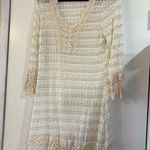 Solitaire  Swim Cover Up Dress Tunic Sheer Crochet Swimsuit Tropical Sleeves L Photo 0