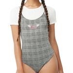 Forever 21 Plaid Houndstooth Rogue Graphic Bodysuit Size Small Photo 1