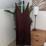 ZARA  Chocolate/Brown Satin Effect Midi‎ Dress size Small Photo 3