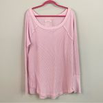 Free People  We the Free Pink Waffle Oversized Long Sleeve Blouse Size‎ Small Photo 1