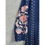J Jill Dress M Blue Embroidered Tassel Neck Boho Tunic Peasant Floral Size M Photo 1