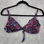 Old Navy  Blue Floral Bikini Top Swimwear Swimsuit Padded Ruffle Small Photo 0