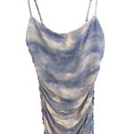 We Wore What  Ronnie Ruched Cloud Print Mini Dress In Blue Powder Photo 3