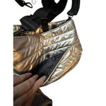 THINK ROYLN Messenger Quilted Metalic Silver Crossbody Bag, Removable Handle Photo 1
