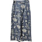 Free People NWT  Seaside Pull On Pants Indigo Rodeo Time Western Boho Wide Leg S Photo 4