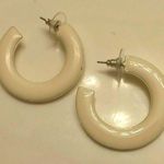 Cream & silver semi hoop earrings Photo 0