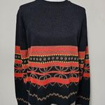 Vintage 1960s Black Geometric Virgin Orlon Crewneck Unisex Sweater Size Medium Photo 0