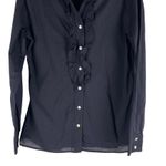 Lands' End  Ruffle Button Down Shirt Long Sleeve Black Work Size XS Photo 3