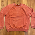 Paradise Collection Cotton Crewneck Sweater Ribbed Neck Cuffs Hem Salmon Large Red Photo 0
