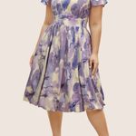 Bloomchic Watercolor Floral Ruffles Shirred Gathered Dress Photo 0
