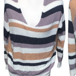 Love Tree  Colorful Striped V-Neck Sweater Twisted Knot Back Photo 0