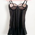 Black Lace Sheer Back Fitted Ruffle Bottom lingerie Nighty S/M Photo 4