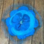 Women’s Vintage 1960’s Elegant blue satin velvet floral Veil Hat Photo 2