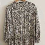 ZARA  Long Sleeve Floral Long Midi Dress Women’s Size Medium Black White Photo 3