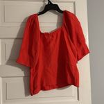 Something Navy  Red Button Up Linen Blouse Photo 4