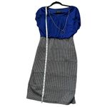 Enfocus Studio Dress Straight Midi Pleated Front Womens Size 10 royal blue/ Blac Blue Photo 1