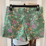 Anthropologie Maeve by Green Floral Linen-Blend Colette Shorts Size 29 Photo 0