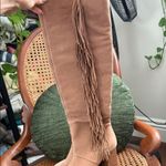 Sam Edelman Taylan Tan Leather Fringe Pull On Tall Stacked Heel Boots Photo 1