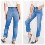 Madewell  Classic Straight Jeans Women’s Size 24 Blue High Rise Distressed Hem Photo 1