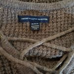 American Eagle  Brown Tie Up Sweater Waffle Knit Size Medium Photo 2